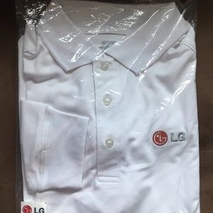 Men’s Large White LG Polo Shirt in sealed bag